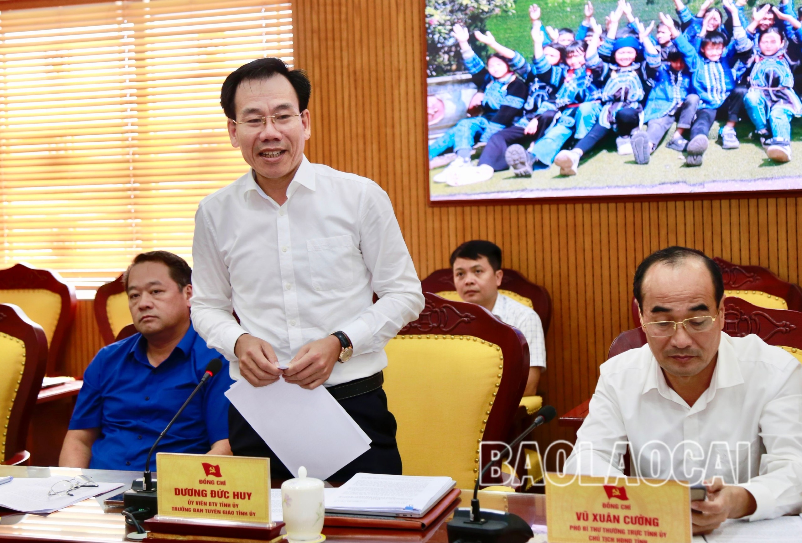Đồng chí Dương Đức Huy, Ủy viên Ban Thường vụ, Trưởng Ban Tuyên giáo Tỉnh ủy phát biểu tại buổi làm việc. ảnh 4
