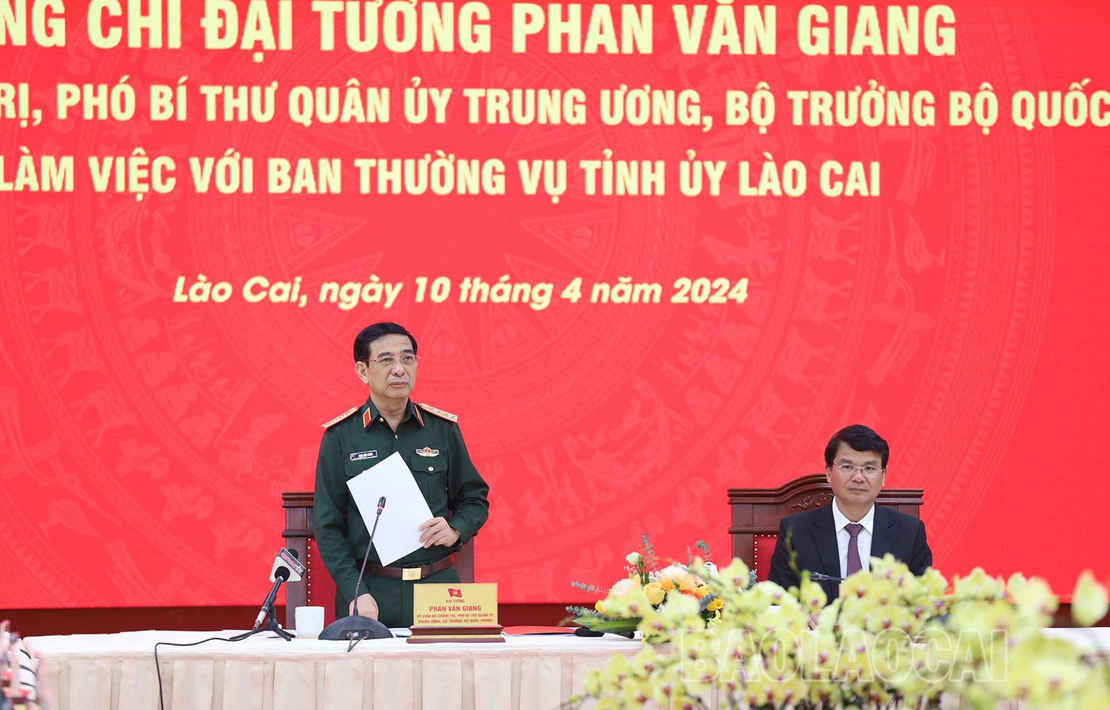 Đại tướng Phan Văn Giang, Bộ trưởng Bộ Quốc phòng phát biểu tại buổi làm việc (2).JPG