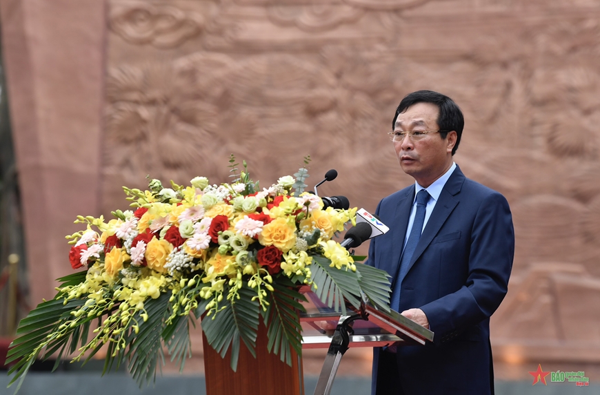 Đồng chí Bùi Văn Quang, Phó bí thư Tỉnh ủy, Chủ tịch UBND tỉnh Phú Thọ phát biểu tại Lễ khánh thành.